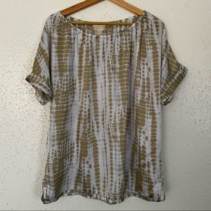 MICHAEL KORS | large | gold | white | flowy | short sleeve